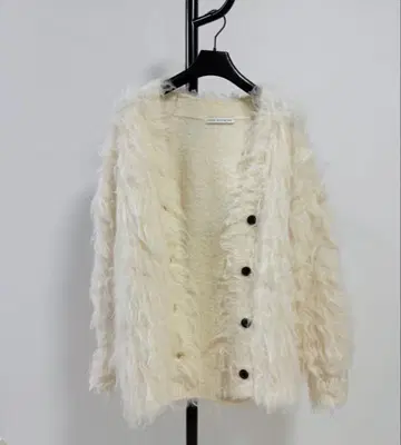 [새상품급] nano universe 롱 샤기 니트 가디건 아이보리