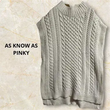 AS KNOW AS PINKY 케이블 짜임 니트 베스트 화이트 롱 기장