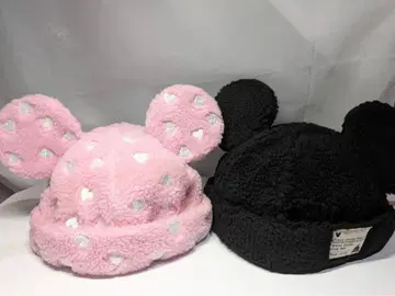 디즈니 미키마우스 귀 달린 핑크 팬캡 보아캡