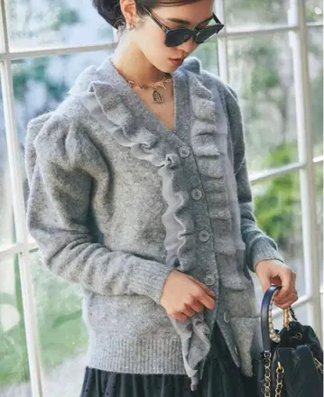 SEVENTEN BY MIHOKAWAHITO 프릴 오간자 가디건