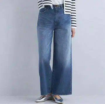 새상품 정가 10,000엔 그린 스트레이트 와이드 데님