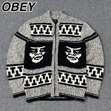 OBEY 니트 가디건 페이스 디자인 코위찬 니트 오베이