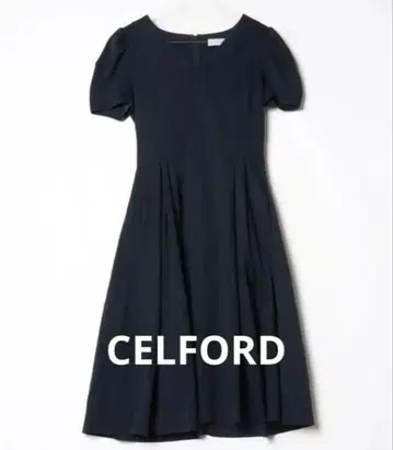 CELFORD 셀포드 볼륨 소매 A라인 컷 원피스 네이비
