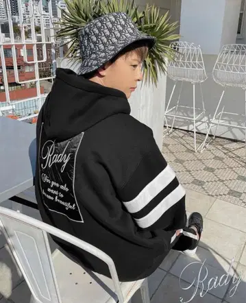 Rady 라인 와펜 후디 후드티 블랙 L 속기모 오버 사이즈