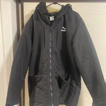 PUMA 후드 부착 블랙 다운 자켓 L
