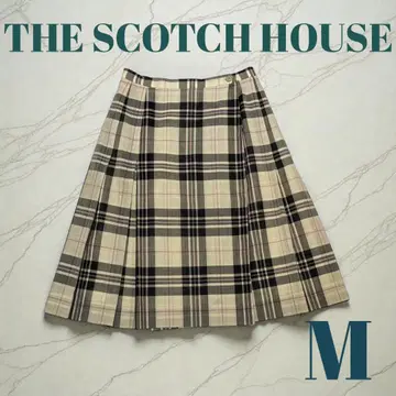 THE SCOTCH HOUSE 체크 무늬 랩 스커트 36 M 울 혼방