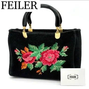 [ 새상품급 ] FEILER 플라워 모티브 핸드백 포멀 블랙