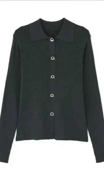 NATURAL BEAUTY BASIC 아일렛 버튼 폴로 칼라 니트