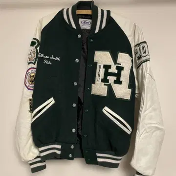 NEFF 바시티 자켓 다크 그린/화이트