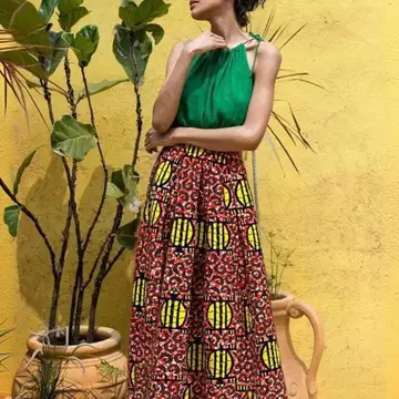 아프리카 스커트 키텐게 컬러풀 민족 개성 강한 화려한 M 미사용 새상품