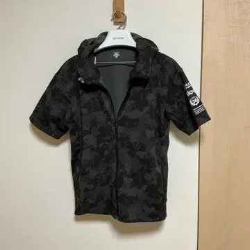 남성용 블랙 카모플라쥬 풀 집업 후드티