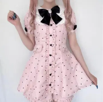 앙크루즈 하트 도트 셋업 핑크