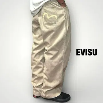 EVISU 에비수 워크 팬츠 와이드 치노 갈매기 페인트 일본제