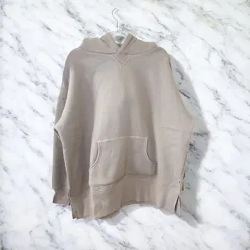 미제인 오버 사이즈 베이지 후드 부착 후드티