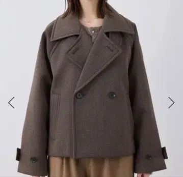 로페피크닉 해링본 본딩 스탠드 카라 숏코트