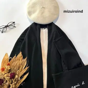 b1835* 미즈이로 인드 울 블렌드 드레이프 숏 가디건