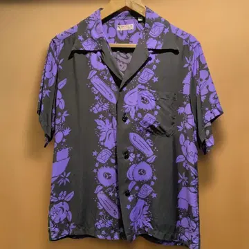 SUN SURF 알로하 셔츠 M 블랙/보라색