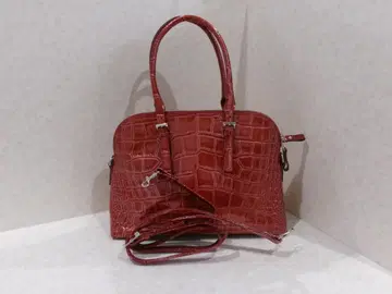 빨간색 크로커다일 무늬 소가죽 엠보 2way 보스턴 백