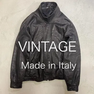 짧은 기장 빈티지 가죽 싱글 라이더 자켓 이탈리아 숏 블루종