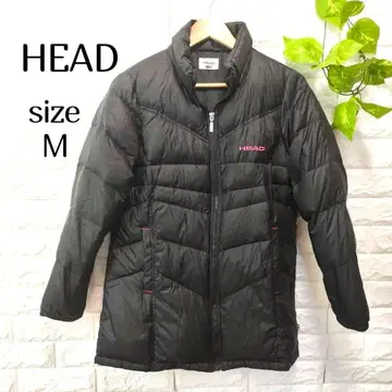 [헤드] 다운 90% 자켓 블랙 가벼운 무지 M 자수 로고 긴팔 블랙