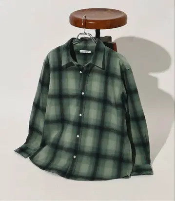 그린 체크 긴팔 셔츠 플란넬