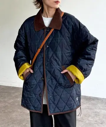옷깃 코듀로이 퀼팅 블루종