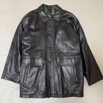 미 에이징 90s 블랙 리얼 가죽 카 코트 L 사이즈 램 가죽