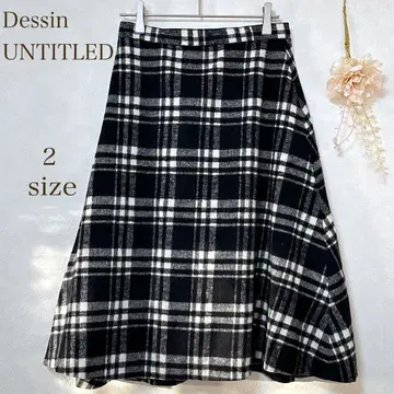 [데셍 언타이틀] 스커트 체크 페미닌 울 혼방 고급 블랙 화이트