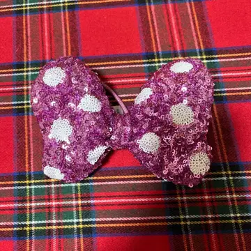 핑크 도트 스팽글 머리끈