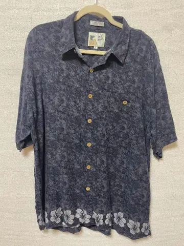 하와이안 셔츠 네이비 레이온 XL