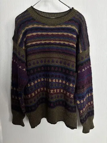 80s 90s Tricots St.Raphael 올 패턴 울 니트 스웨터