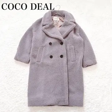 COCO DEAL 코코딜 테디베어 코트 퍼플 더블 브레스트