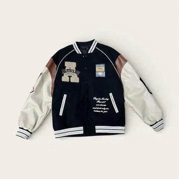 바시티 자켓 네이비/베이지 스트릿 스타일