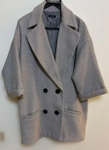 에모다 emoda 여성용 더플 코트 두꺼운 원단 코트 그레이 프리 사이즈