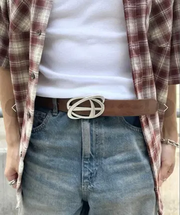 ADAMASTE 25SS 카우 가죽 버클 로고 벨트 브라운 아다마스트