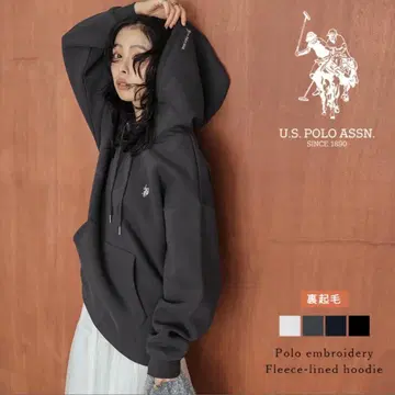 U.S. POLO ASSN. 별주 로고 자수 속기모 후디 후드티