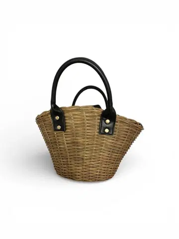 베이지 라탄 바스켓백 블랙 내부 가방 포함