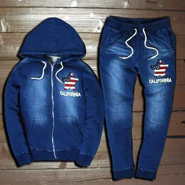 사가라 성조기 컷 데님 셋업 네이비 L 상하의 SET 룸웨어