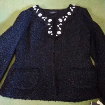 RAYMAYERS 비쥬 장식 노카라 자켓 블랙 미사용