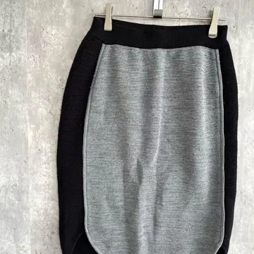 울 바이컬러 니트 타이트 스커트 무릎 기장 깔끔한 캐주얼