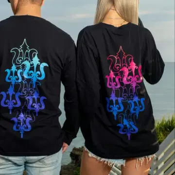 그라데이션 프린트 긴팔 티셔츠 롱티 블랙