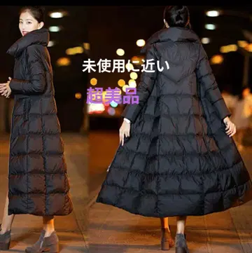 다운 코트 롱 후드 없음 블랙