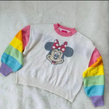 도쿄 디즈니랜드 미니 스웨터 레인보우 라메 M