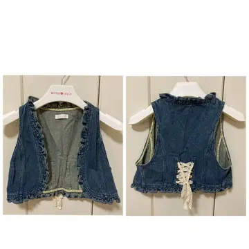 LIZ LISA 리즈리사 데님 베스트 데님 자켓 레이스 플라워 무늬
