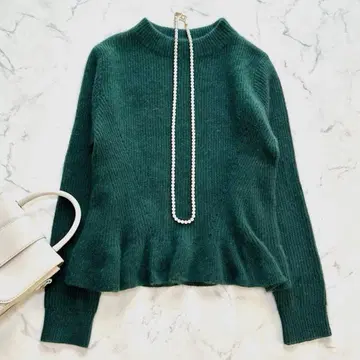 IENA 이에나 모헤어 울 페플럼 니트 그린