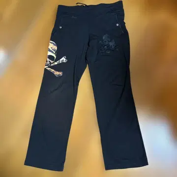 로엔 남성용 스웨트 팬츠 스컬 디자인 블랙 조거 팬츠