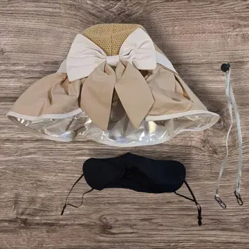 완전 차광 UV컷 밀짚모자 리본 와이드 챙 접이식 자외선 차단