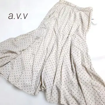 [ a.v.v ] 아베베 XL 도트 무늬 롱 플레어 스커트 루즈핏