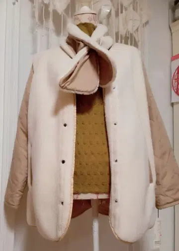 아이보리 베이지 퀼팅 자켓 리버서블