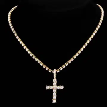 크로스 골드 목걸이 펜던트 CZ 십자가 체인
